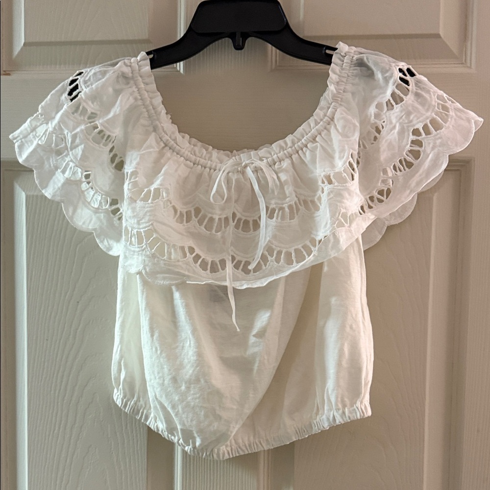 Canon White Ruffle Blouse